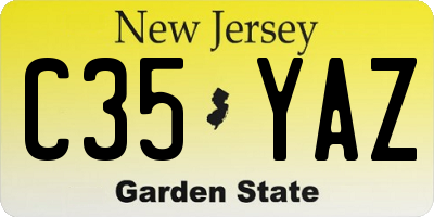 NJ license plate C35YAZ