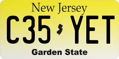 NJ license plate C35YET