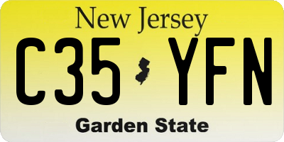 NJ license plate C35YFN