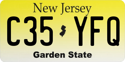 NJ license plate C35YFQ