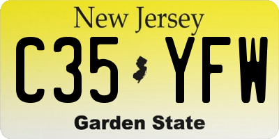 NJ license plate C35YFW
