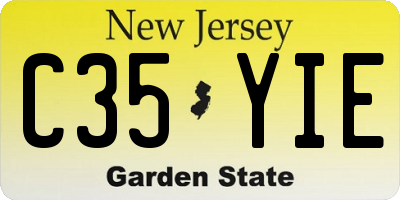 NJ license plate C35YIE