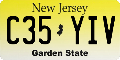 NJ license plate C35YIV
