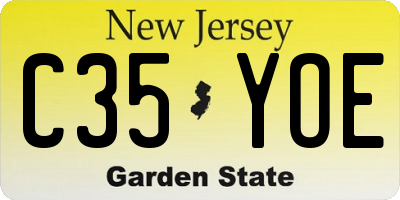 NJ license plate C35YOE