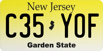 NJ license plate C35YOF