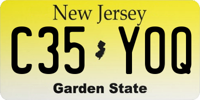 NJ license plate C35YOQ