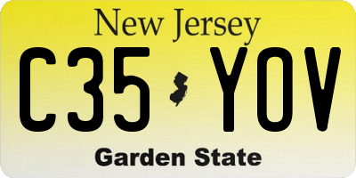 NJ license plate C35YOV