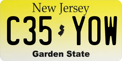 NJ license plate C35YOW