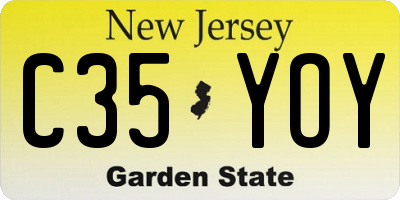 NJ license plate C35YOY