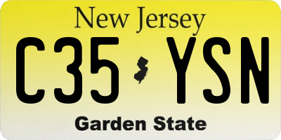 NJ license plate C35YSN