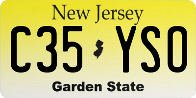 NJ license plate C35YSO