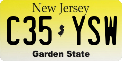 NJ license plate C35YSW