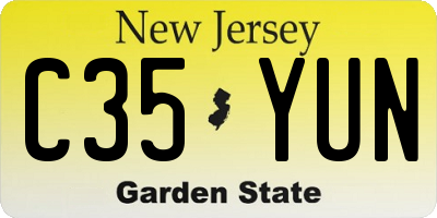 NJ license plate C35YUN