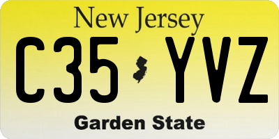 NJ license plate C35YVZ