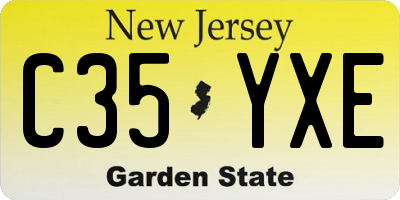 NJ license plate C35YXE
