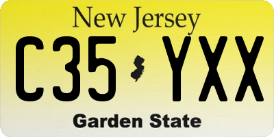 NJ license plate C35YXX