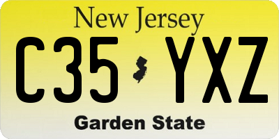 NJ license plate C35YXZ