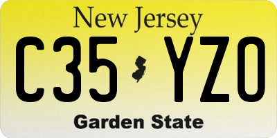 NJ license plate C35YZO