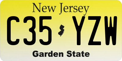 NJ license plate C35YZW