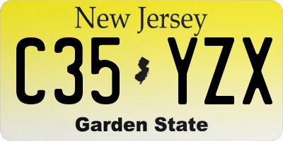 NJ license plate C35YZX