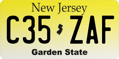 NJ license plate C35ZAF