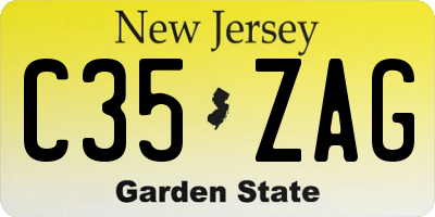 NJ license plate C35ZAG