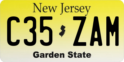 NJ license plate C35ZAM