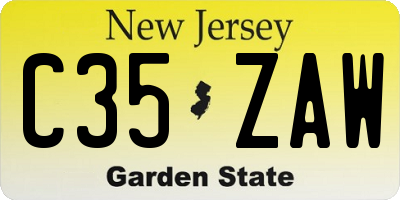 NJ license plate C35ZAW