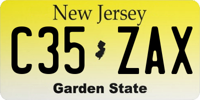 NJ license plate C35ZAX