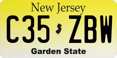 NJ license plate C35ZBW