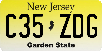 NJ license plate C35ZDG