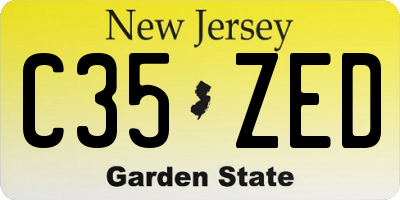 NJ license plate C35ZED