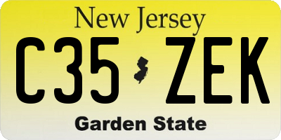 NJ license plate C35ZEK