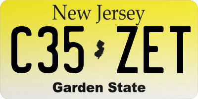 NJ license plate C35ZET