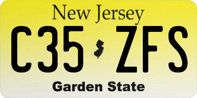 NJ license plate C35ZFS