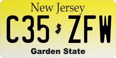 NJ license plate C35ZFW