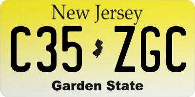 NJ license plate C35ZGC