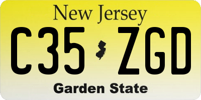 NJ license plate C35ZGD