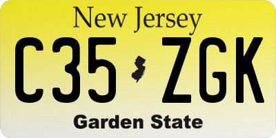 NJ license plate C35ZGK
