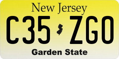 NJ license plate C35ZGO