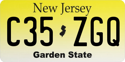 NJ license plate C35ZGQ