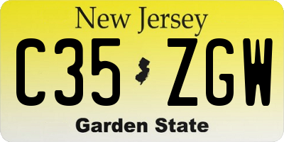 NJ license plate C35ZGW