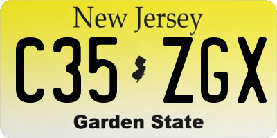 NJ license plate C35ZGX
