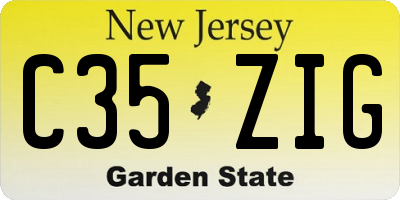 NJ license plate C35ZIG