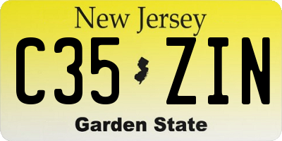 NJ license plate C35ZIN