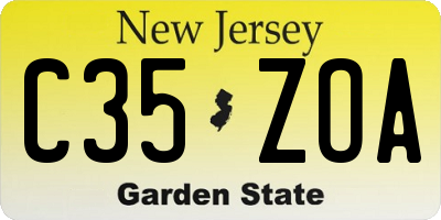 NJ license plate C35ZOA