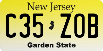 NJ license plate C35ZOB