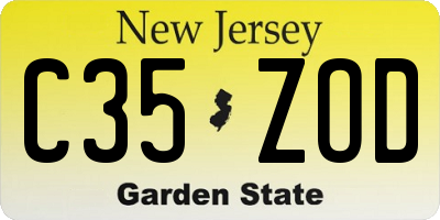 NJ license plate C35ZOD