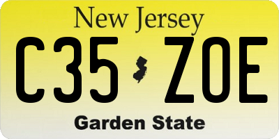 NJ license plate C35ZOE