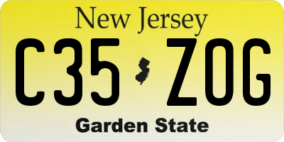 NJ license plate C35ZOG
